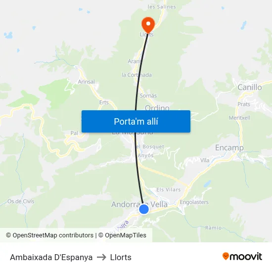 Ambaixada D'Espanya to Llorts map