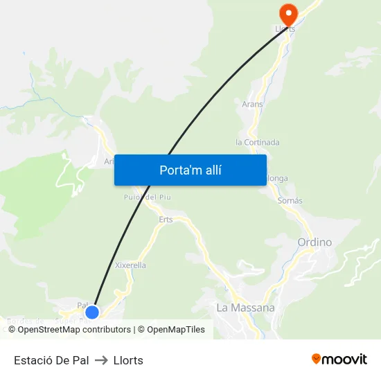 Estació De Pal to Llorts map
