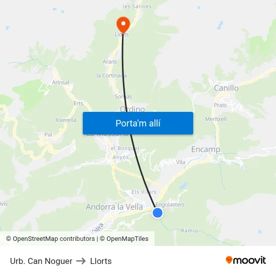 Urb. Can Noguer to Llorts map