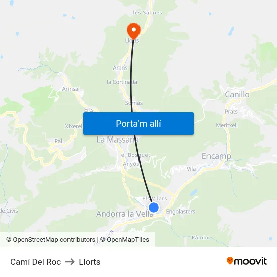 Camí Del Roc to Llorts map