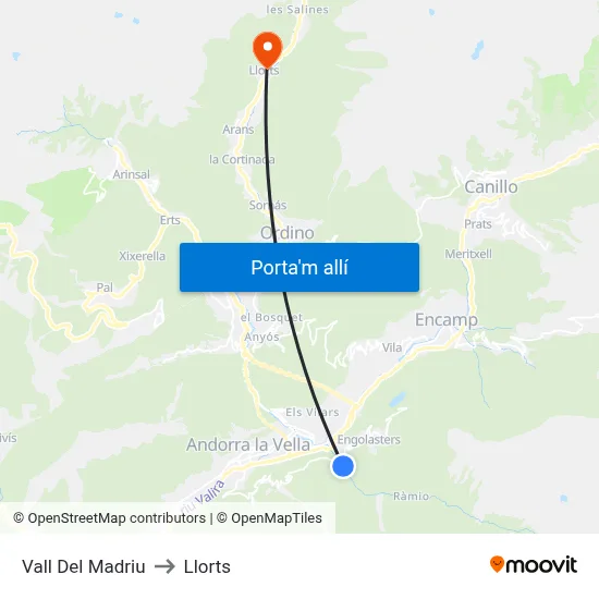Vall Del Madriu to Llorts map