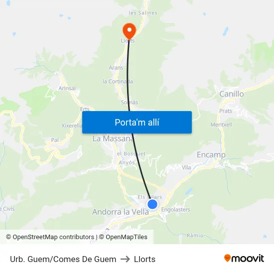Urb. Guem/Comes De Guem to Llorts map