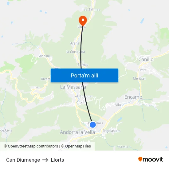 Can Diumenge to Llorts map