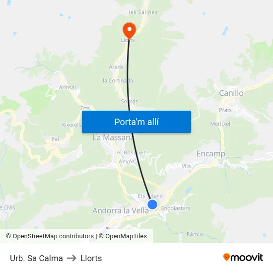 Urb. Sa Calma to Llorts map