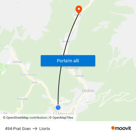 494-Prat Gran to Llorts map