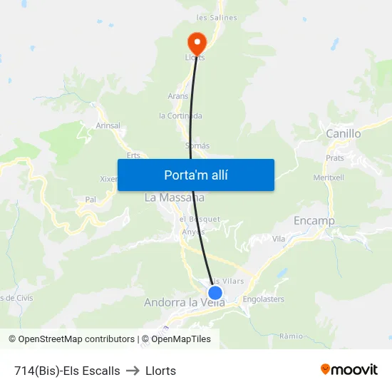 714(Bis)-Els Escalls to Llorts map