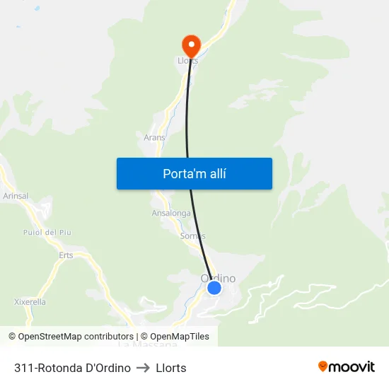 311-Rotonda D'Ordino to Llorts map
