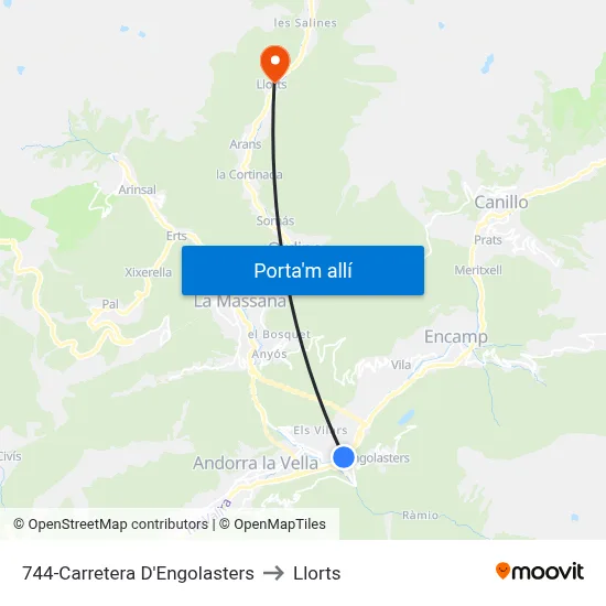 744-Carretera D'Engolasters to Llorts map
