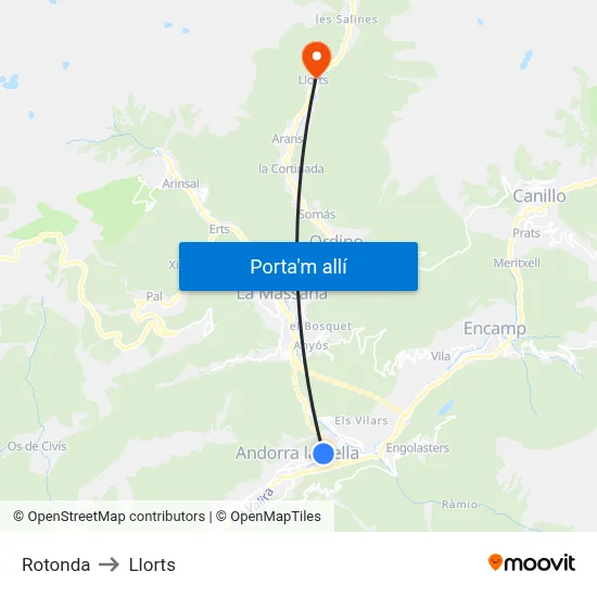 Rotonda to Llorts map