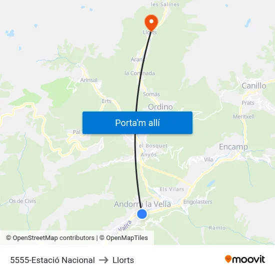 5555-Estació Nacional to Llorts map