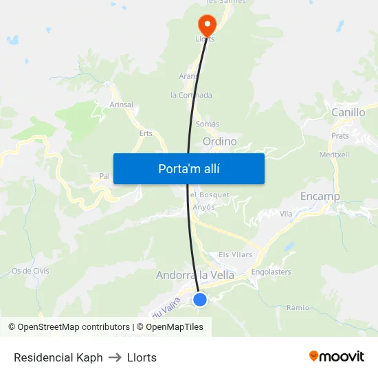Residencial Kaph to Llorts map