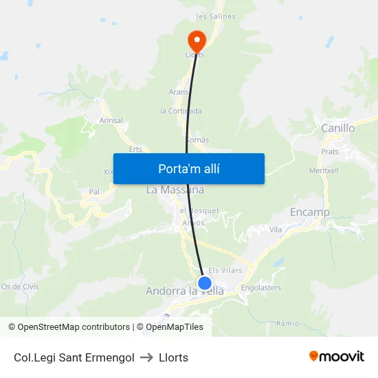 Col.Legi Sant Ermengol to Llorts map