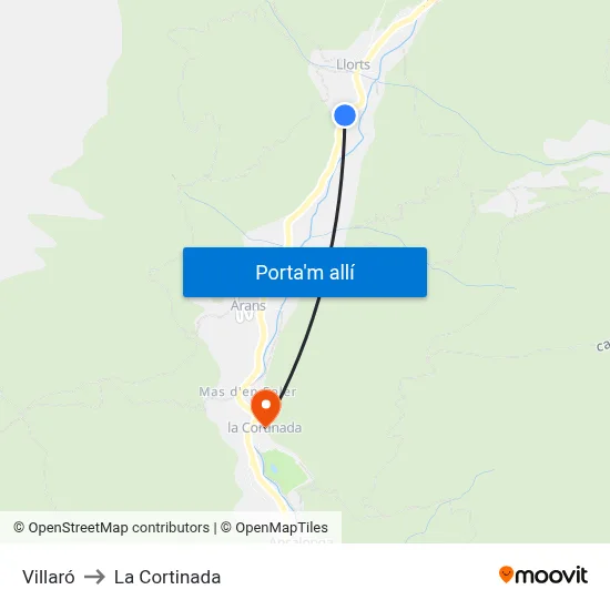 Villaró to La Cortinada map