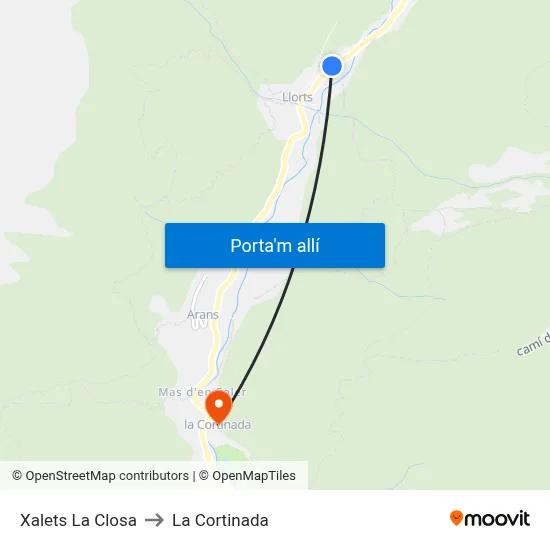 Xalets La Closa to La Cortinada map