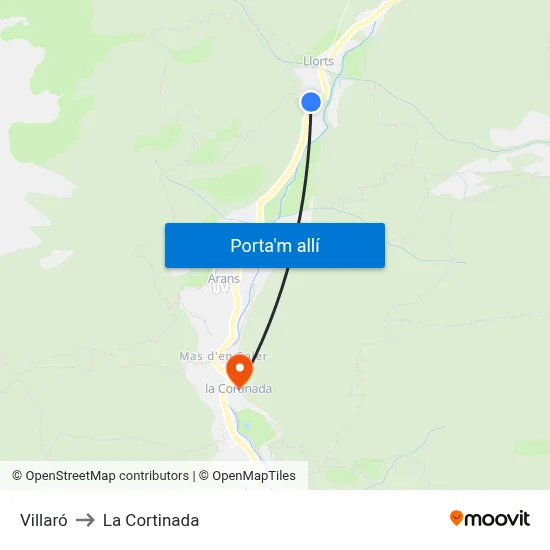 Villaró to La Cortinada map