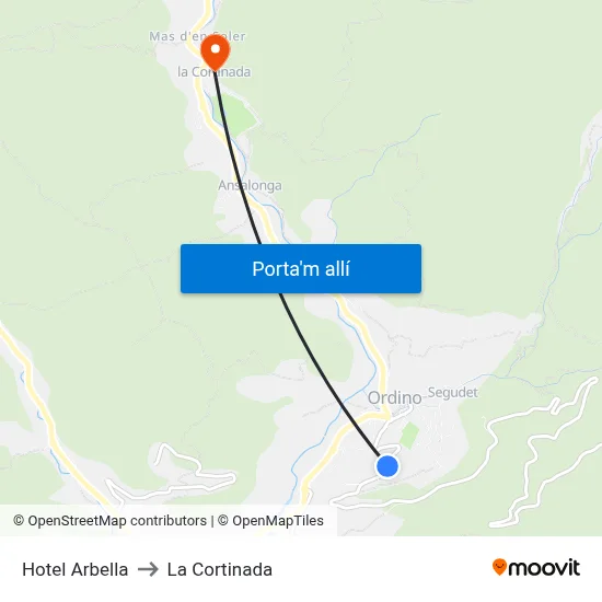 Hotel Arbella to La Cortinada map