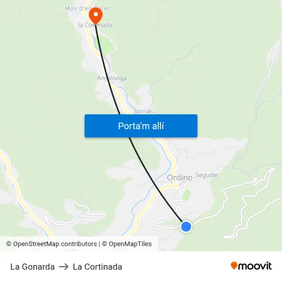 La Gonarda to La Cortinada map