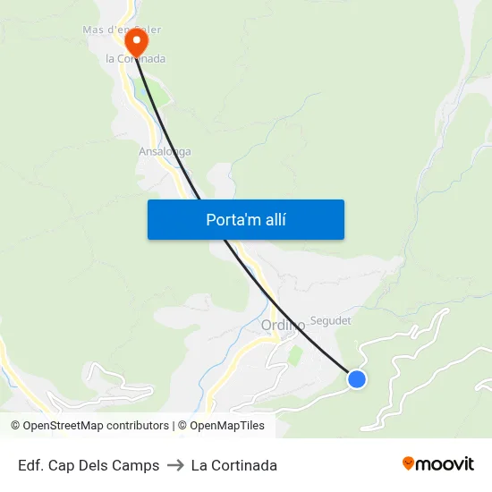 Edf. Cap Dels Camps to La Cortinada map