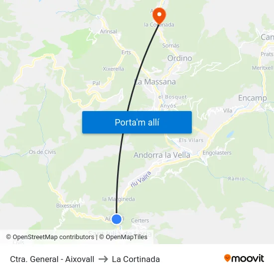 Ctra. General - Aixovall to La Cortinada map