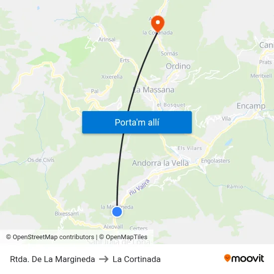 Rtda. De La Margineda to La Cortinada map
