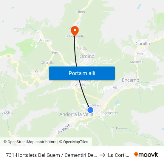 731-Hortalets Del Guem / Cementiri Del Pessebre to La Cortinada map