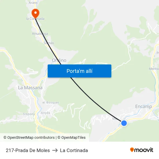 217-Prada De Moles to La Cortinada map