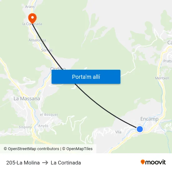 205-La Molina to La Cortinada map