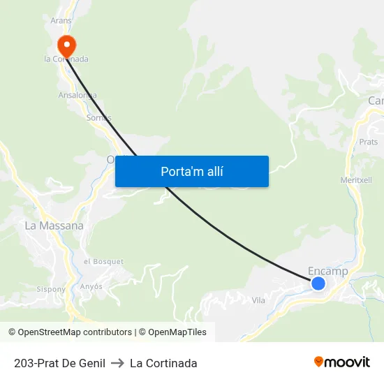 203-Prat De Genil to La Cortinada map