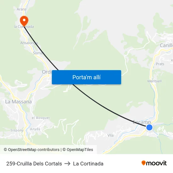 259-Cruïlla Dels Cortals to La Cortinada map