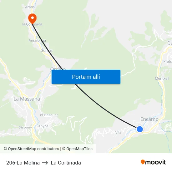 206-La Molina to La Cortinada map
