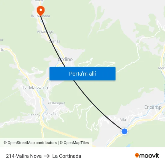 214-Valira Nova to La Cortinada map