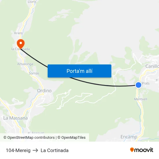 104-Mereig to La Cortinada map