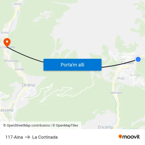 117-Aina to La Cortinada map