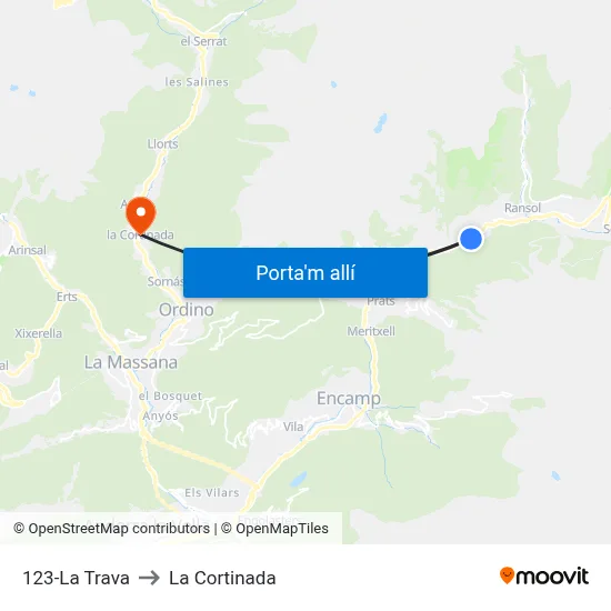 123-La Trava to La Cortinada map