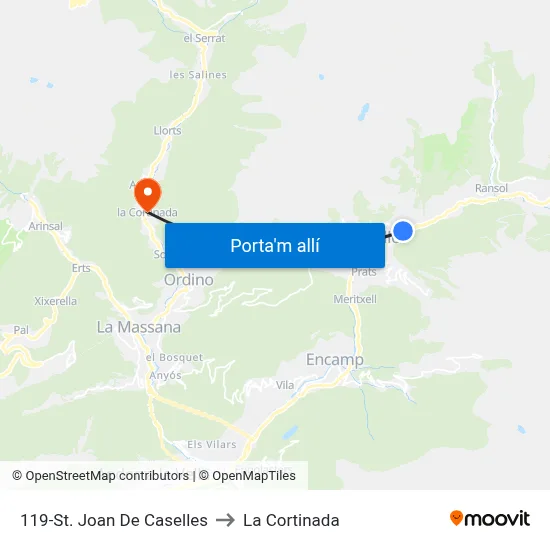 119-St. Joan De Caselles to La Cortinada map