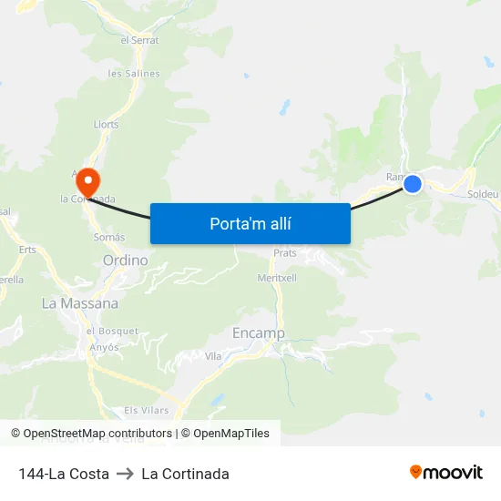 144-La Costa to La Cortinada map