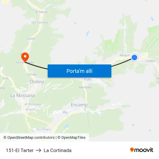 151-El Tarter to La Cortinada map
