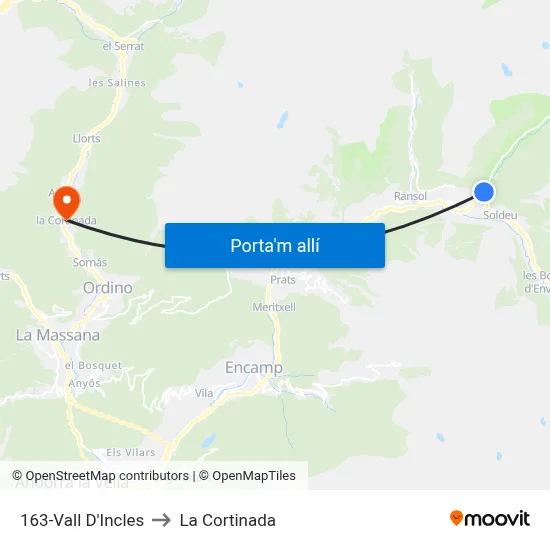 163-Vall D'Incles to La Cortinada map