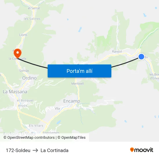 172-Soldeu to La Cortinada map