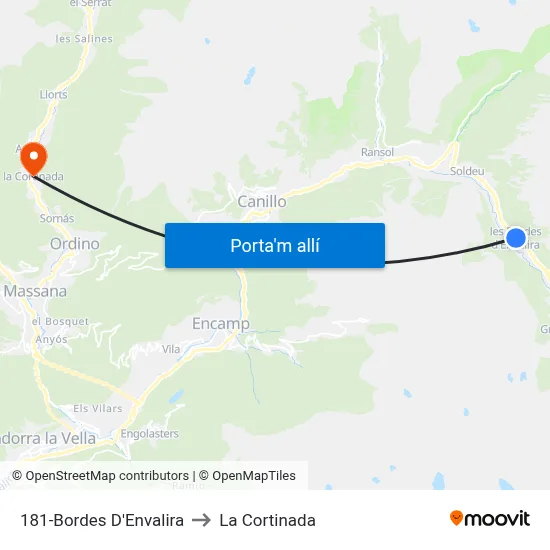 181-Bordes D'Envalira to La Cortinada map