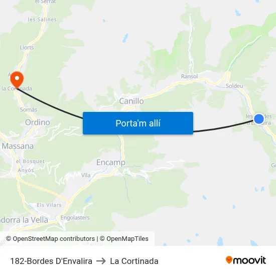 182-Bordes D'Envalira to La Cortinada map