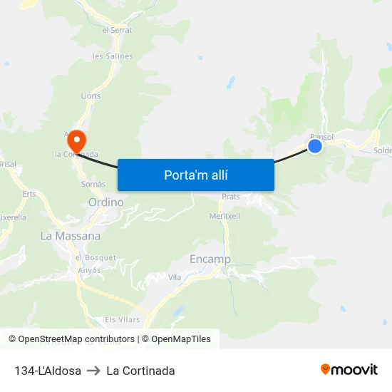 134-L'Aldosa to La Cortinada map