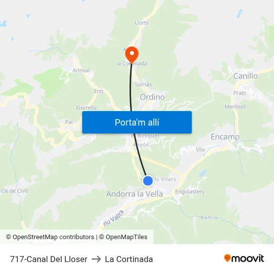 717-Canal Del Lloser to La Cortinada map