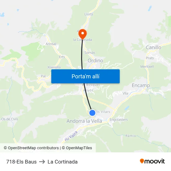 718-Els Baus to La Cortinada map