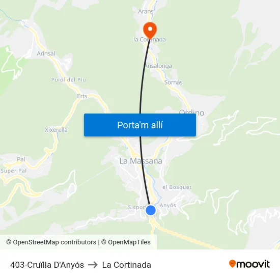 403-Cruïlla D'Anyós to La Cortinada map