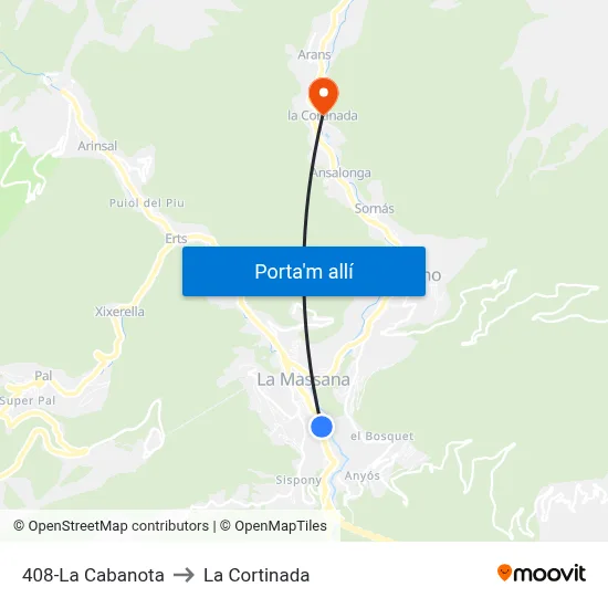 408-La Cabanota to La Cortinada map