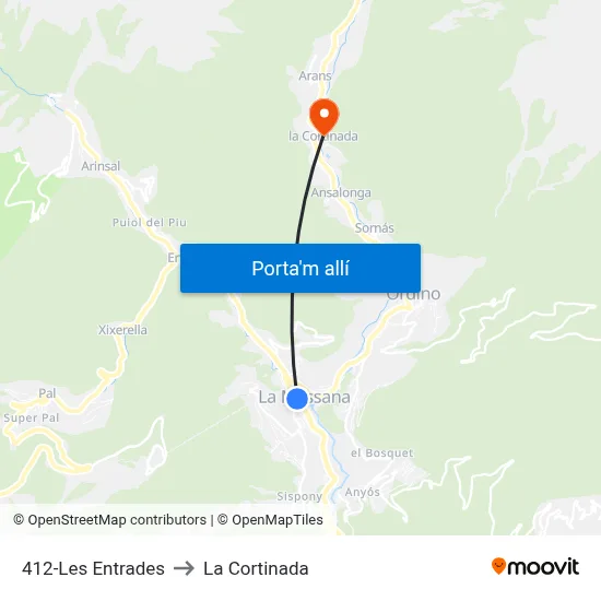 412-Les Entrades to La Cortinada map