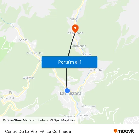 Centre De La Vila to La Cortinada map