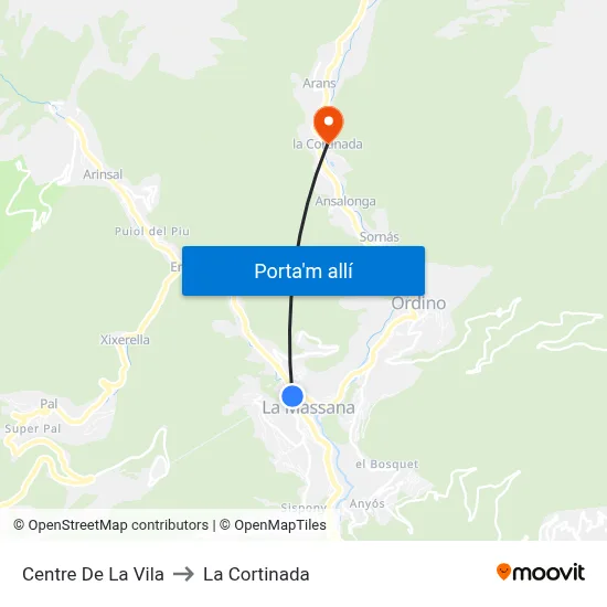 Centre De La Vila to La Cortinada map