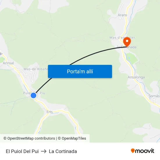 El Puiol Del Pui to La Cortinada map